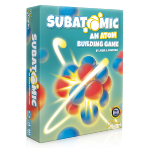 Subatomic atom building board game box cover, chemistry gift for science students, educational gift