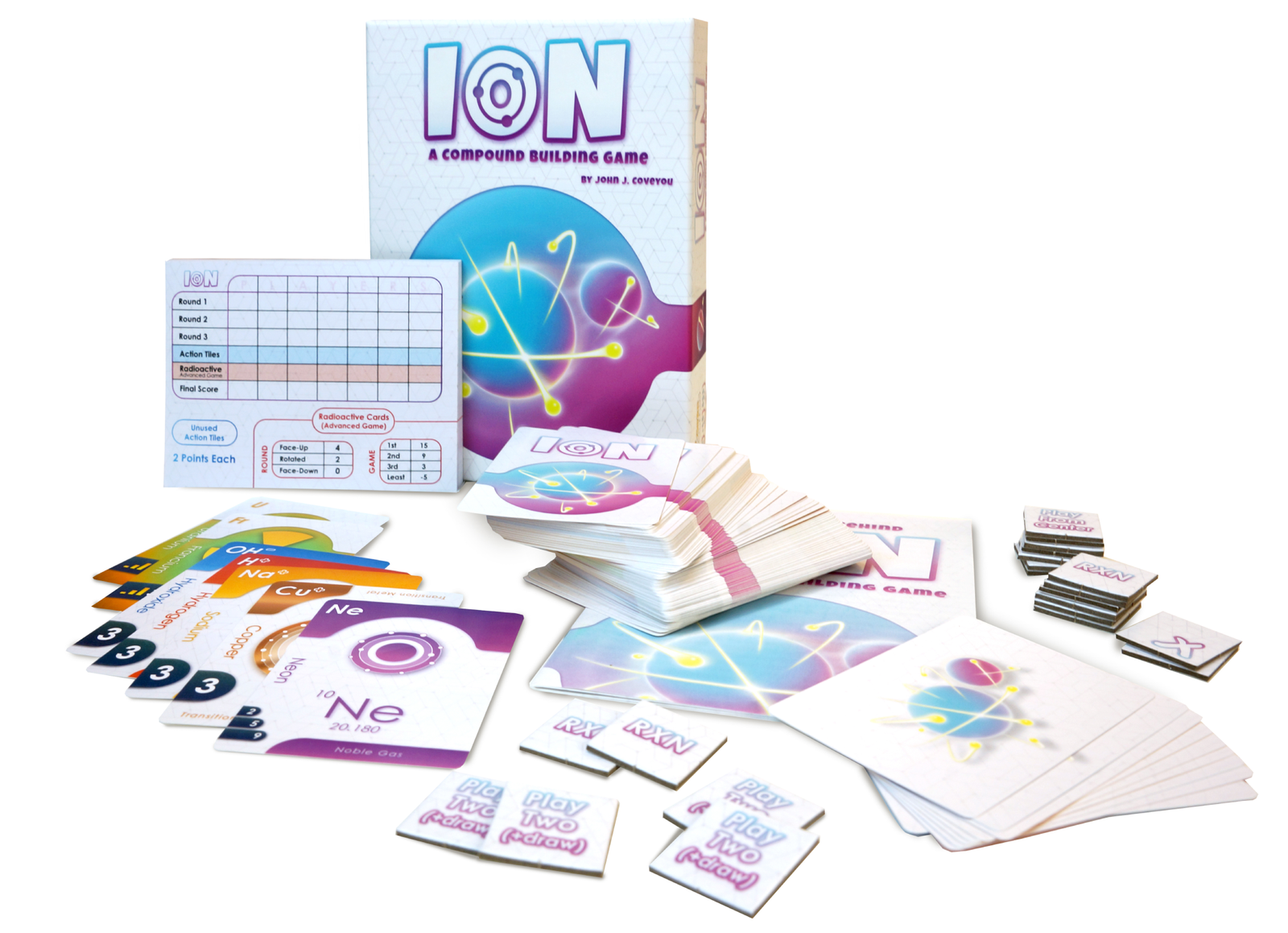Ion compound building card game box cover, chemistry gift for science students, educational gift