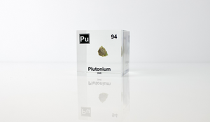 Plutonium element cube in acrylic case with certificate of authenticity, collector gift