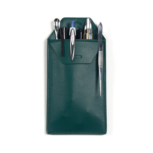 Pen pencil and marker pouch holder with ID badge clip slot