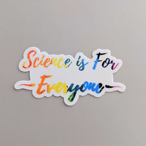 Science is for everyone rainbow thermos sticker for research scientists