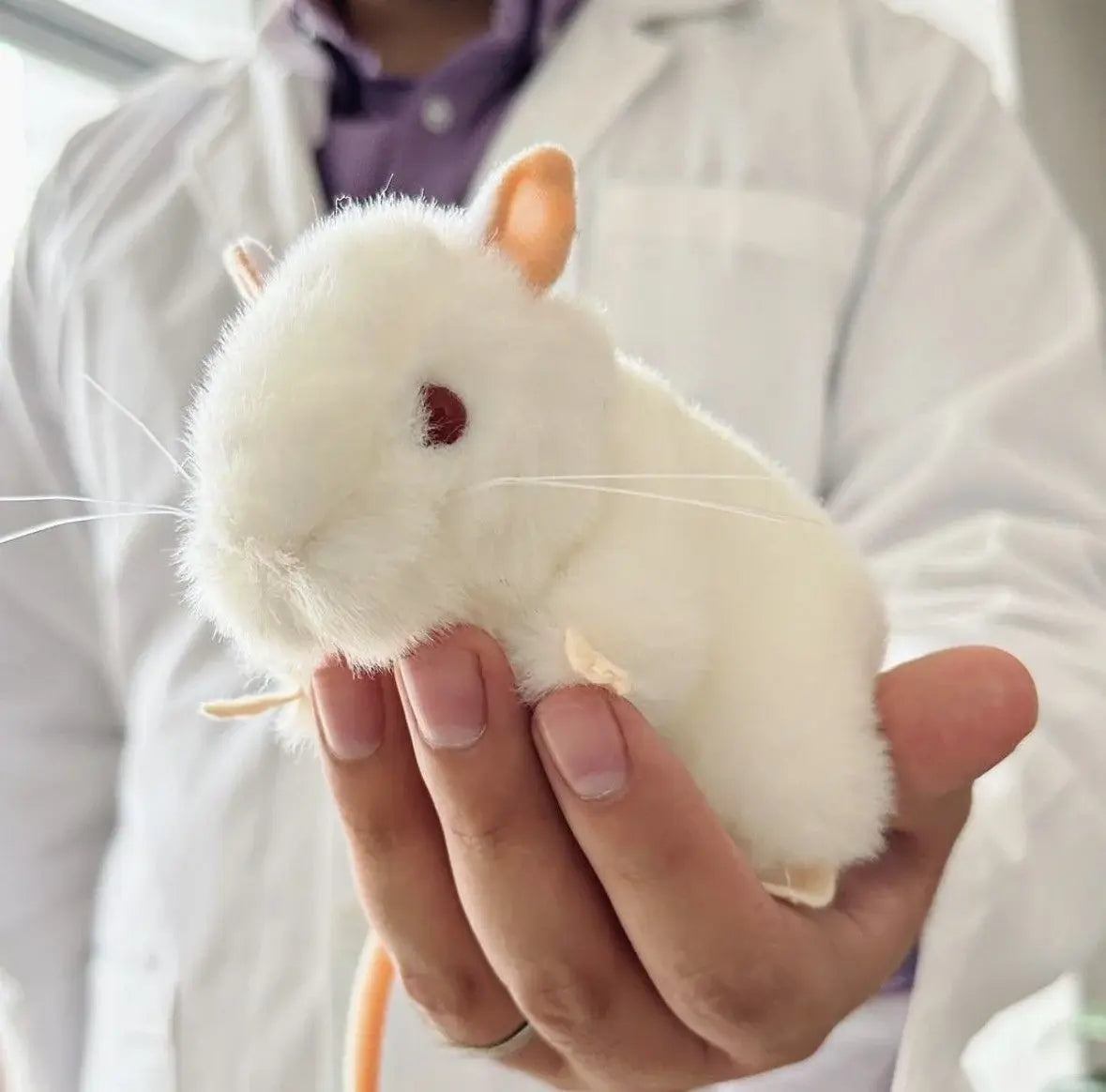 GIANTmicrobes white lab mouse BALB/c plush toy front view, science gift for pre-med or biology research students