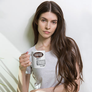 GLG - "Coffee In Thesis Out" coffee ceramic mug held by a woman