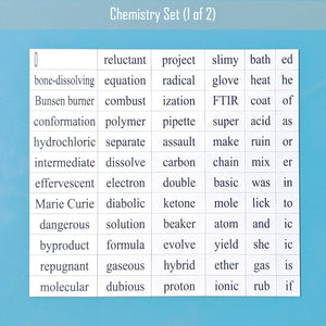 Genius Lab Gear's inorganic chemistry word magnet set 1