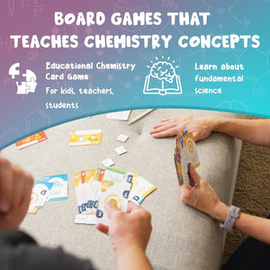 Ion card game player hand showing noble gas and compound building strategy, educational gift