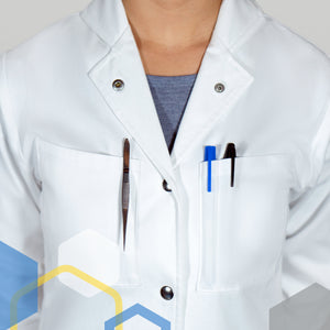 chemistry lab coat with pen slot and pocket 