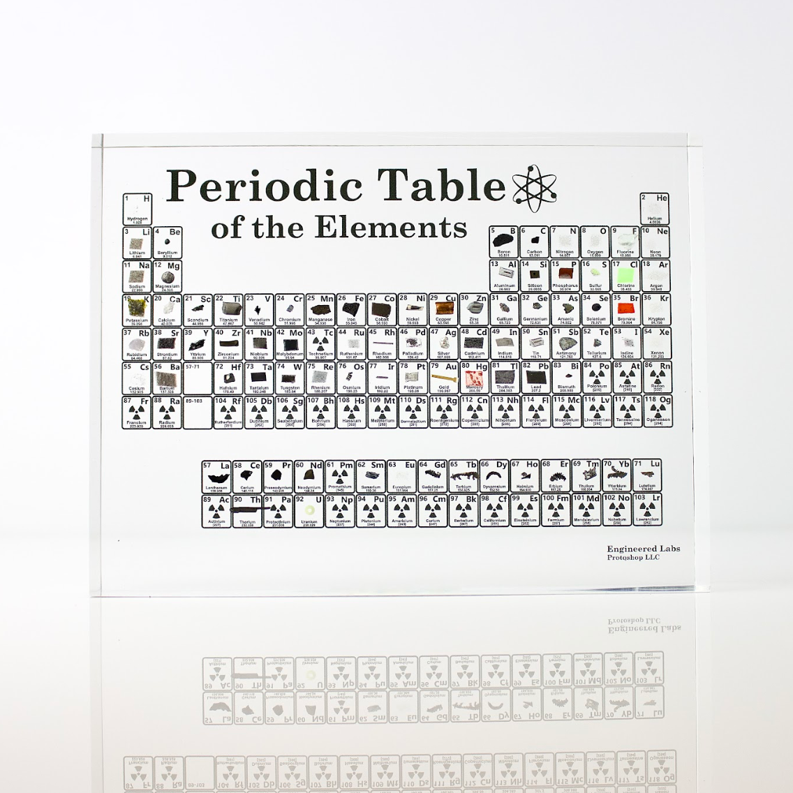 Heritage periodic table display with 83 real element embedments, ultimate science gift