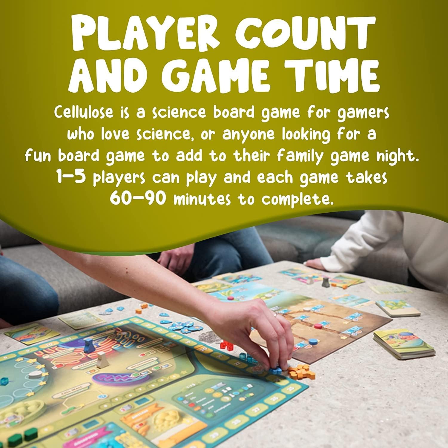 Cellulose board game multiple player setup, science gift idea for biology enthusiasts