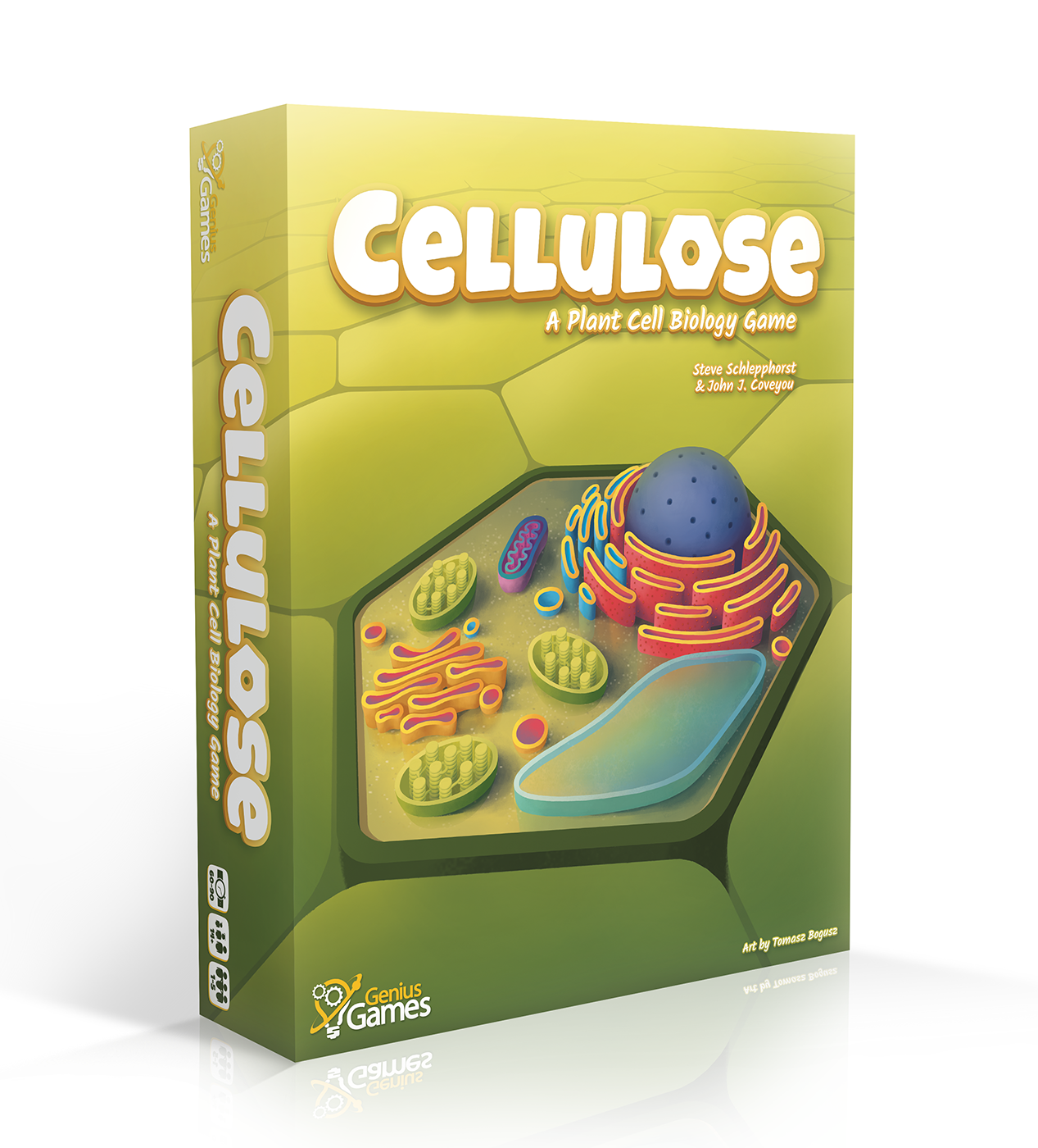 Cellulose plant cell biology board game 3D box, Mensa-recommended science gift for teens