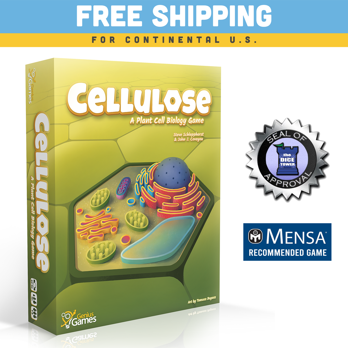 Cellulose plant cell biology board game box with colorful botanical artwork, science gift for teens