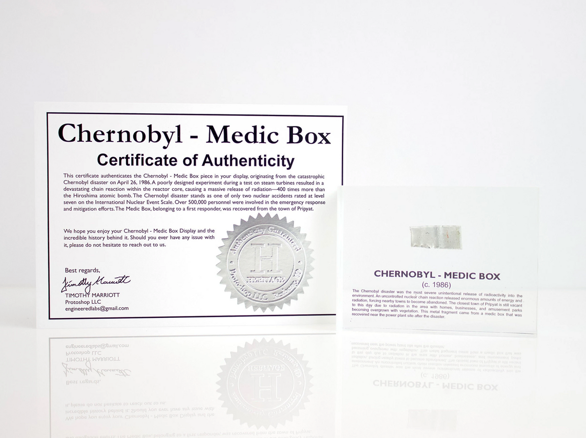 Chernobyl Medic Box with certificate of authenticity, rare nuclear history gift, collector gift