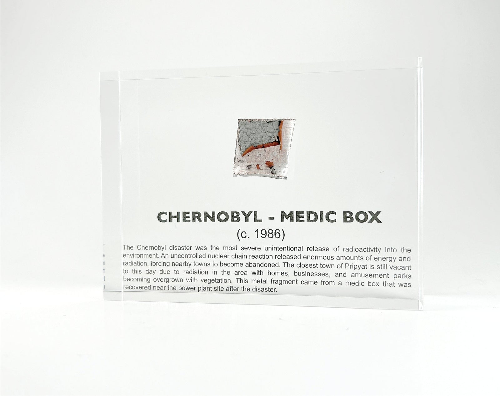 Chernobyl Medic Box front view on white background, nuclear history science gift