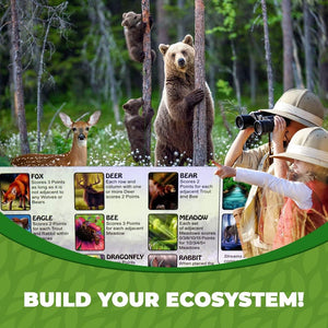 Ecosystem card game gameplay in progress, fun science gift for ages 10 and up