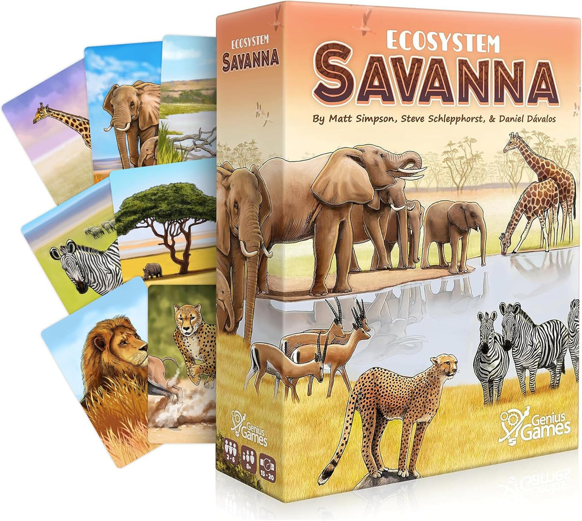 Ecosystem Savanna card game full box contents, science gift for nature lovers