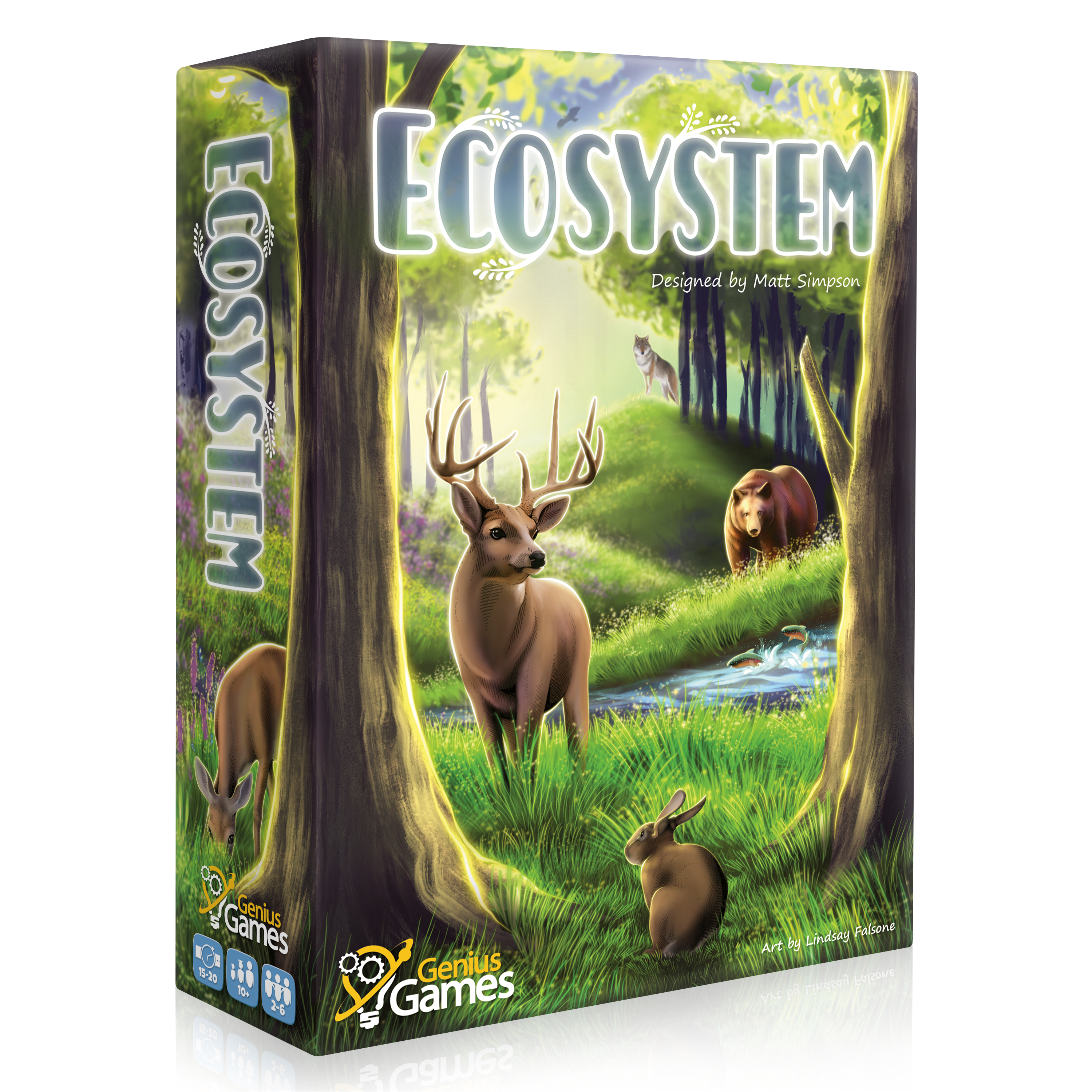 Ecosystem family card game box cover, ecology gift for animal lovers and families, educational gift