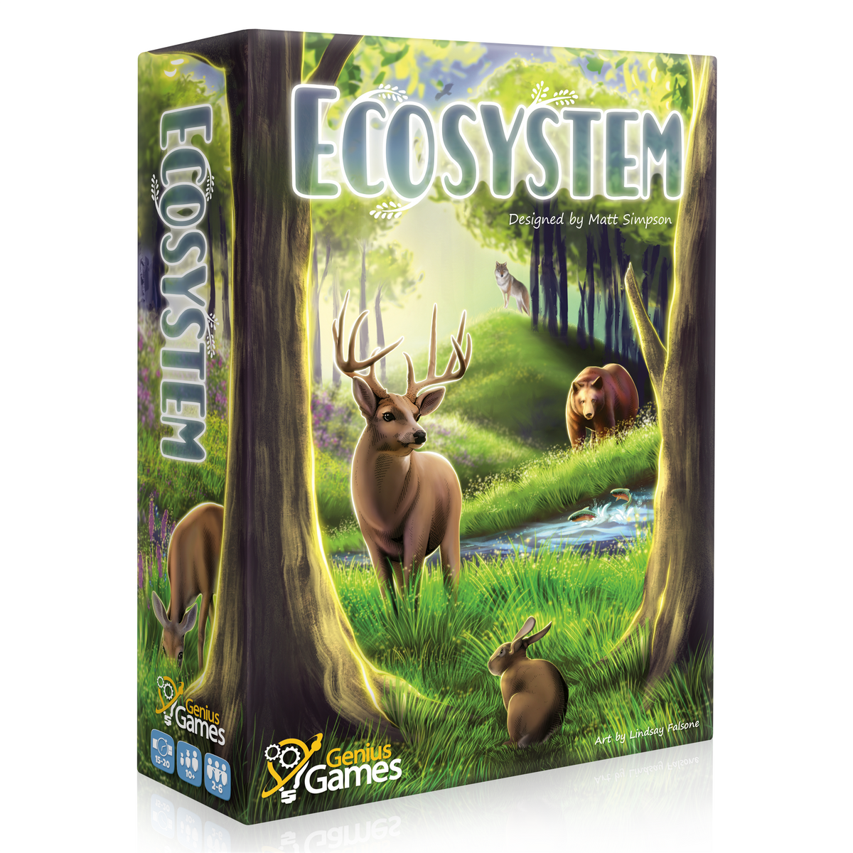 Ecosystem family card game box cover, ecology gift for animal lovers and families, educational gift