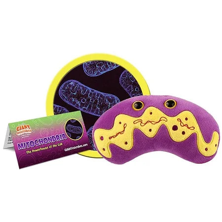 GIANTmicrobes mitochondria plush in gift box packaging, science gift for cell biology or biochemistry students