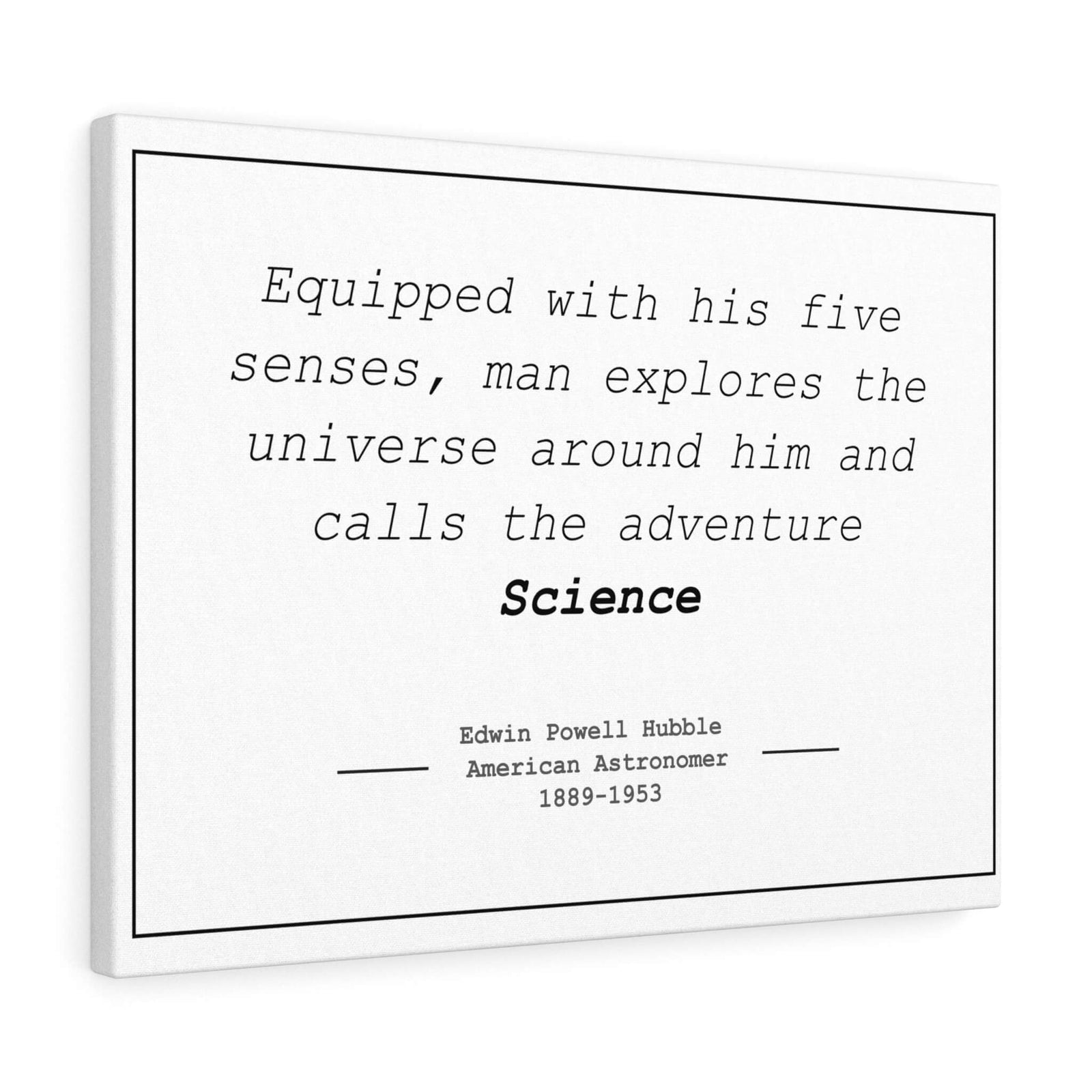 Genius Lab Gear's Edwin Hubble quote canvas print, gift for scientists
