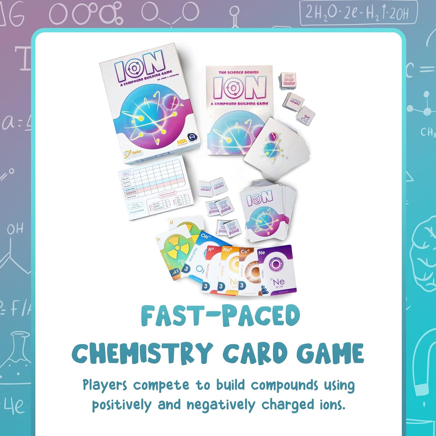 Ion chemistry game multiple players in action, educational gift for ages 8 and up