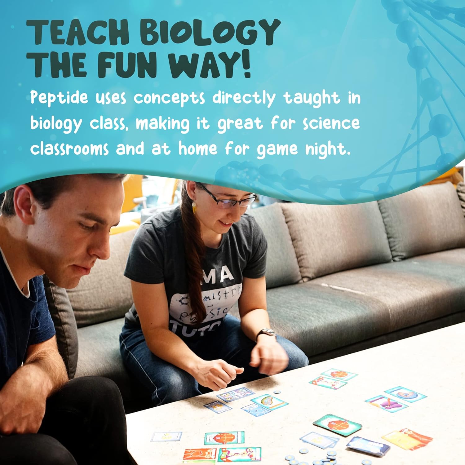 Peptide amino acid card game player boards, educational gift for biochemistry students