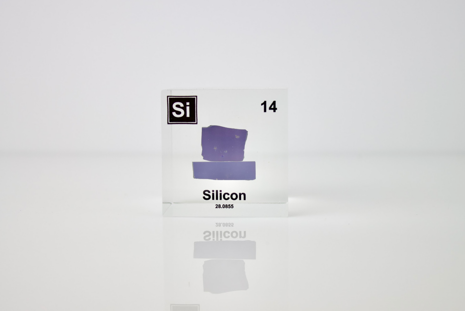 Silicon element cube angled view showing crystalline surface texture, collector gift