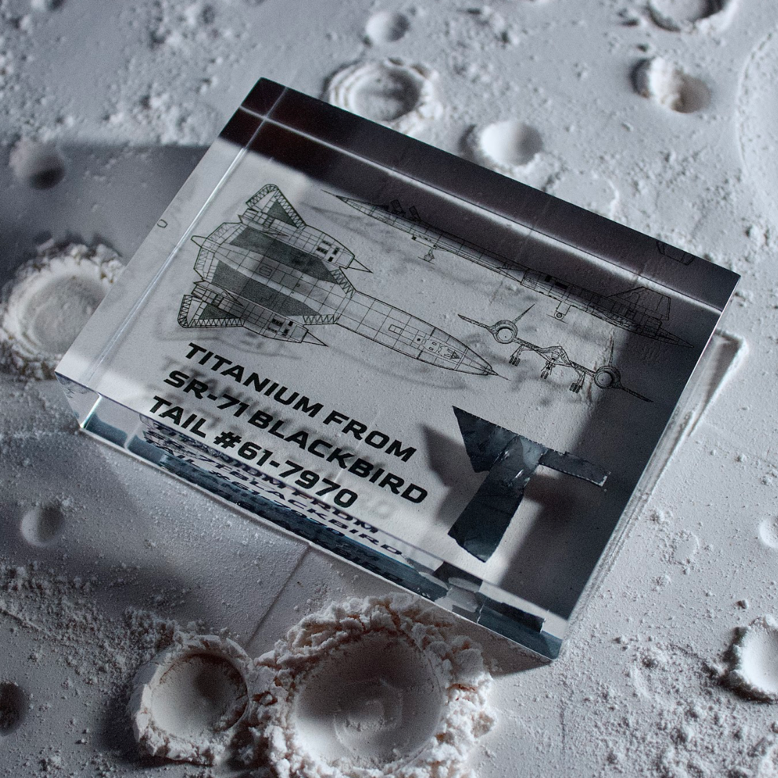 SR-71 Blackbird titanium aircraft metal piece on moon gray background, aviation gift, collector gift