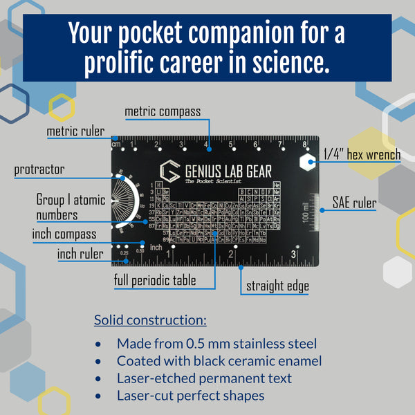 The Pocket Scientist - Scientific Ruler and Reference - Genius Lab Gear