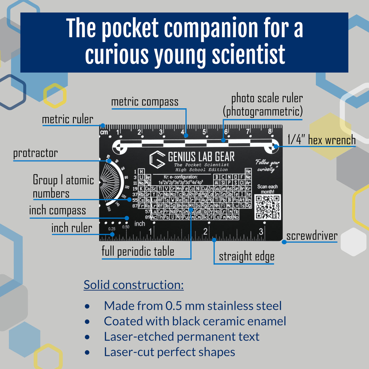 The Pocket Scientist High School STEM Ruler - Genius Lab Gear