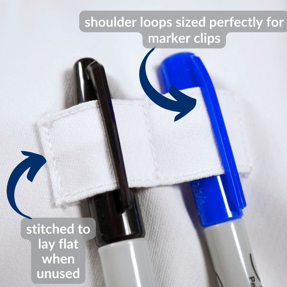 chemistry lab coat with double marker loop