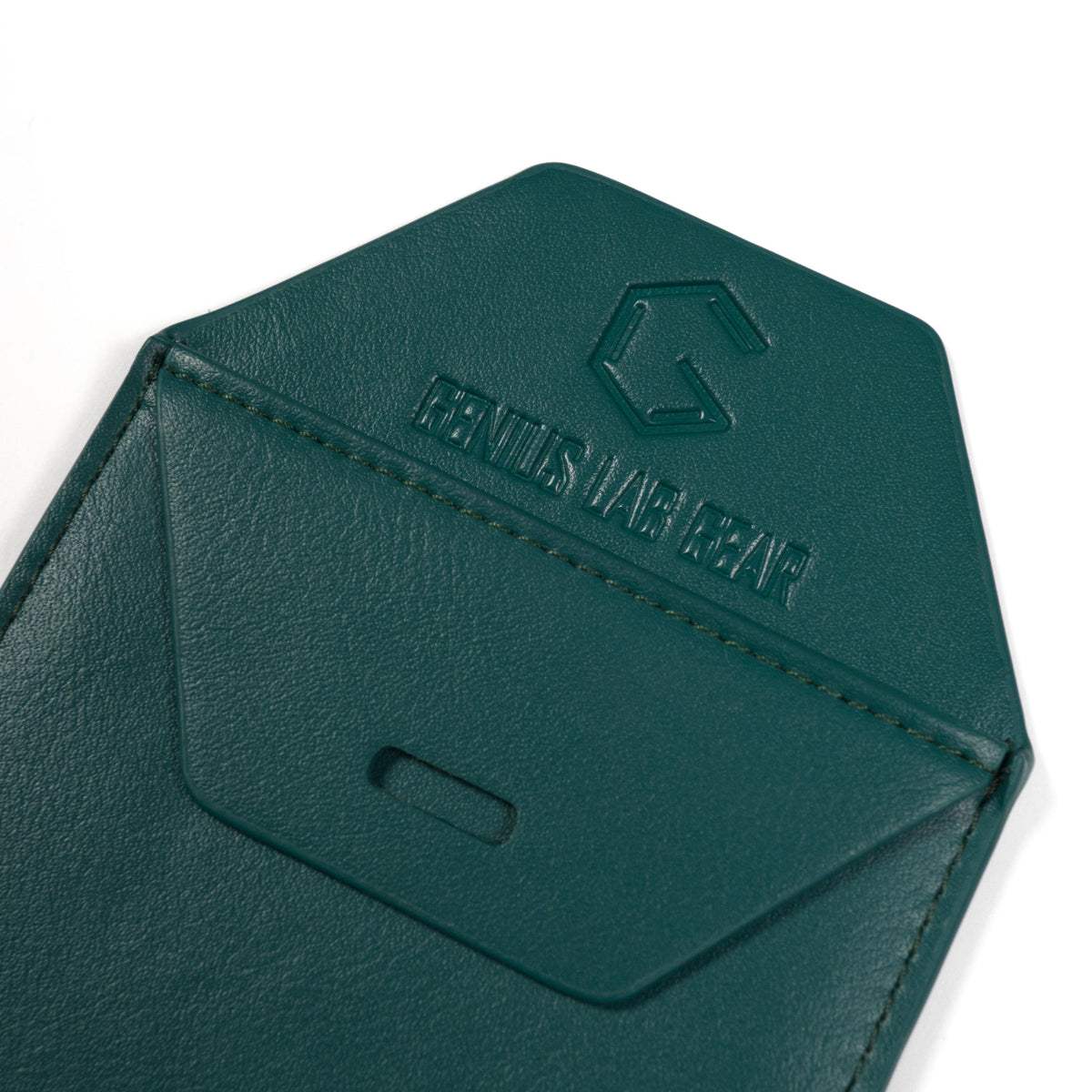 Stitched leather geek chic green pocket pen and pencil case