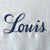 Louis lab coat embroidery, text and logo