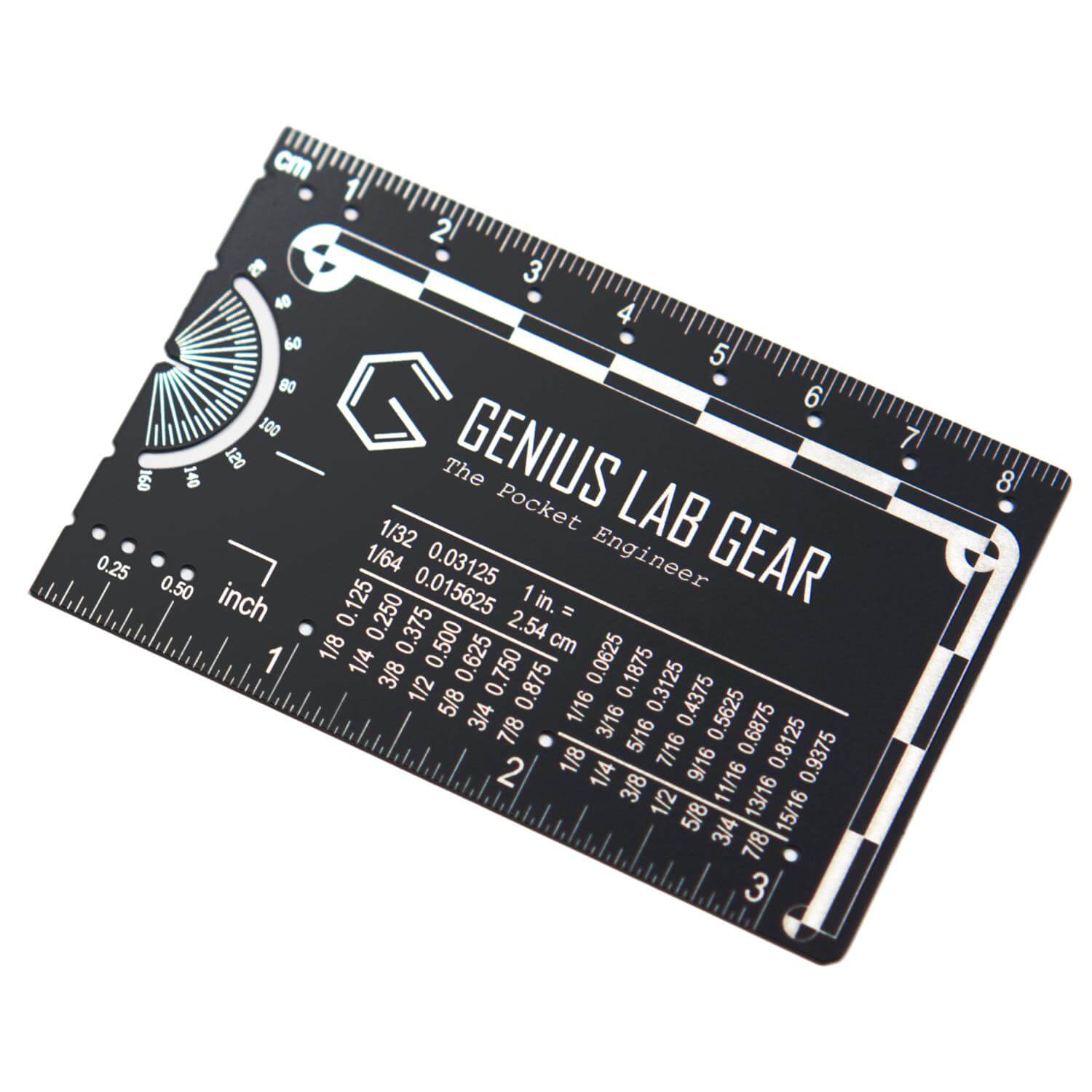 Genius Lab Gear's Pocket Engineer wallet ruler and engineering reference card, gift for scientists