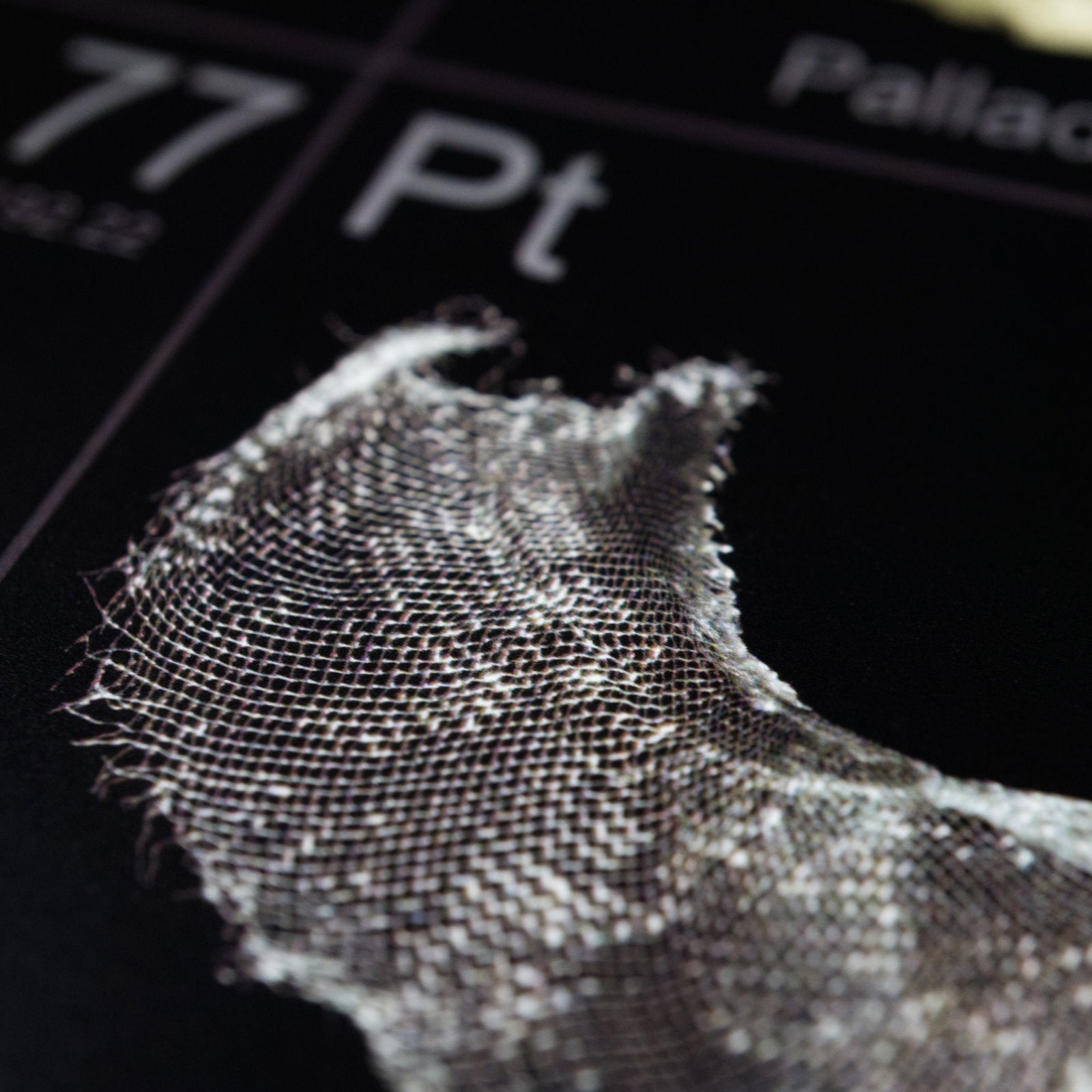 Platinum wire mesh photo on real periodic table of elements sample laminated high resolution wall chart, educational gift
