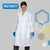 The Alma white cotton maternity lab coat for pregnant women in science research