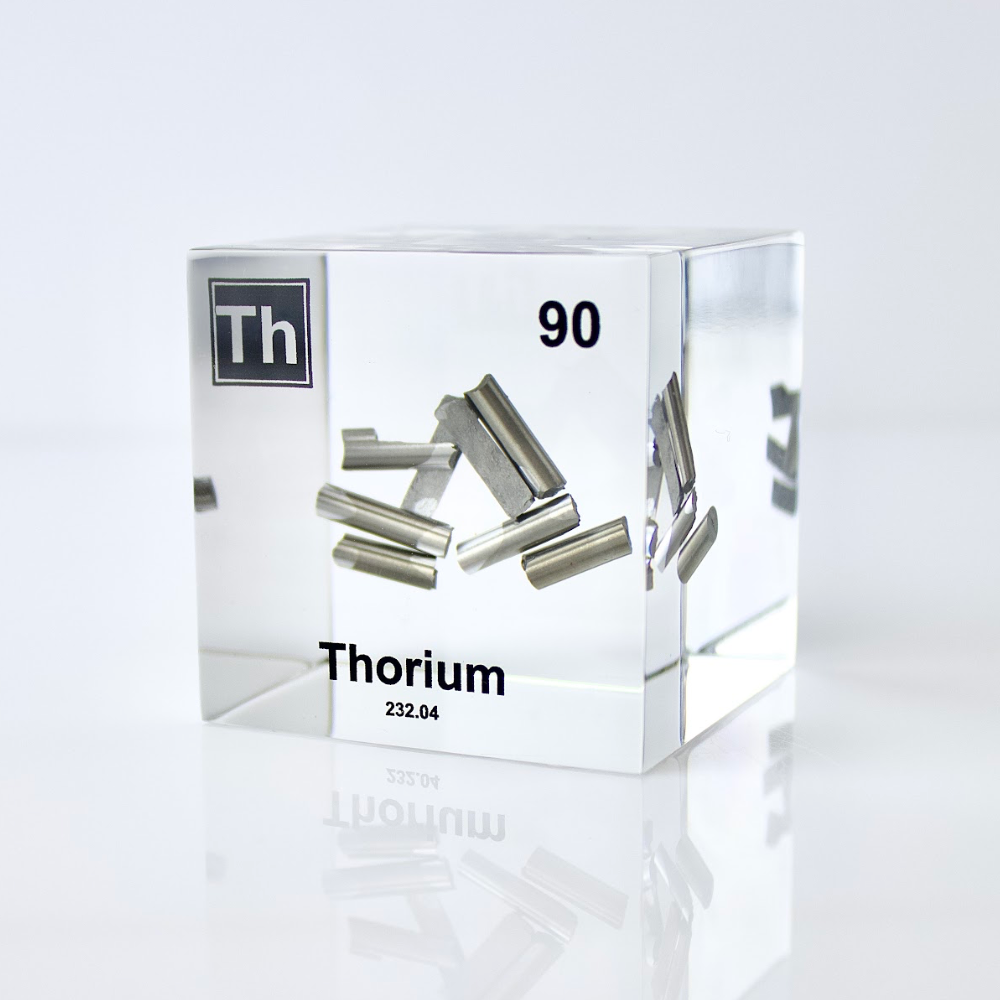 Thorium element cube square product view, rare radioactive element gift for collectors