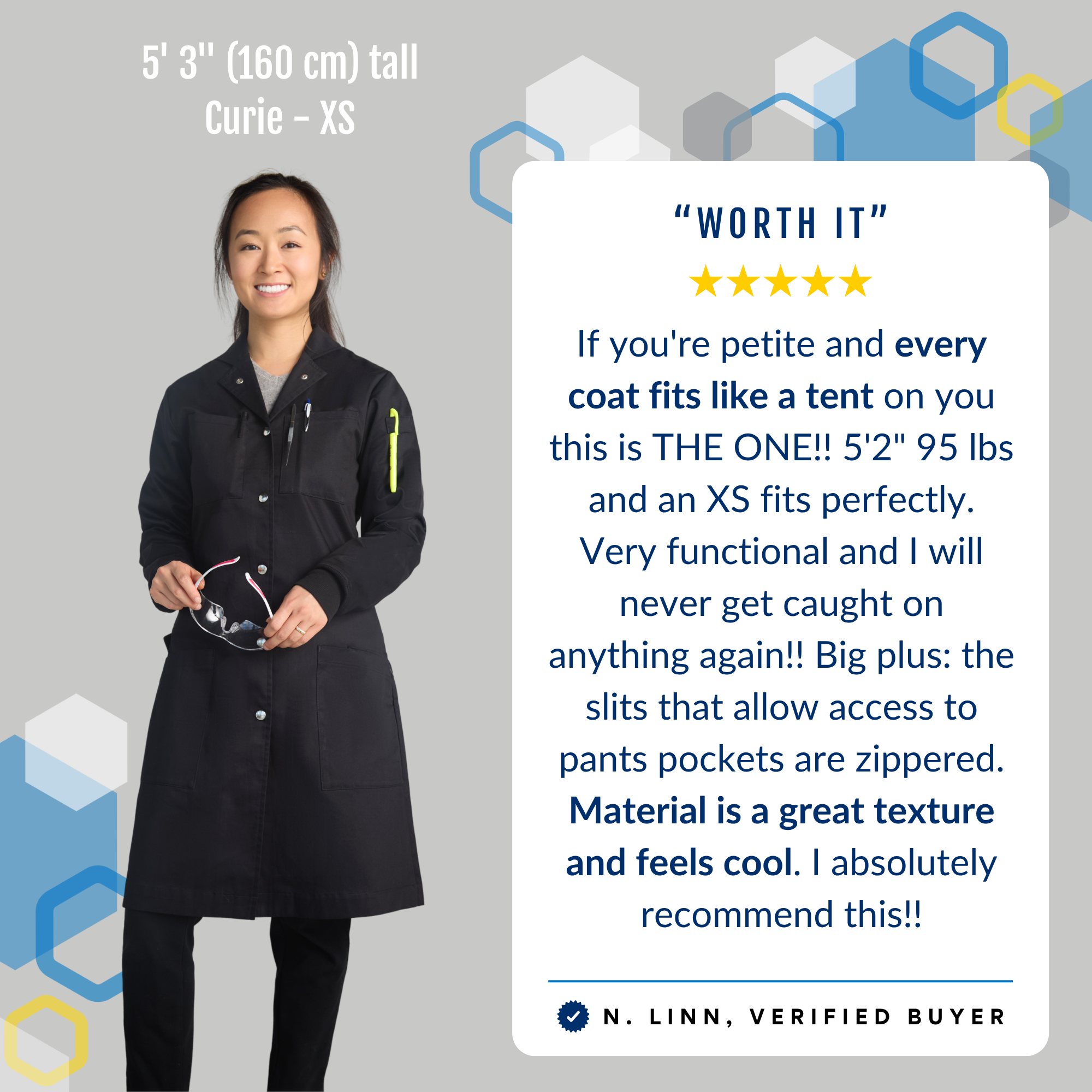 Lab Coats for Scientists in Research - Curie Offer (Black