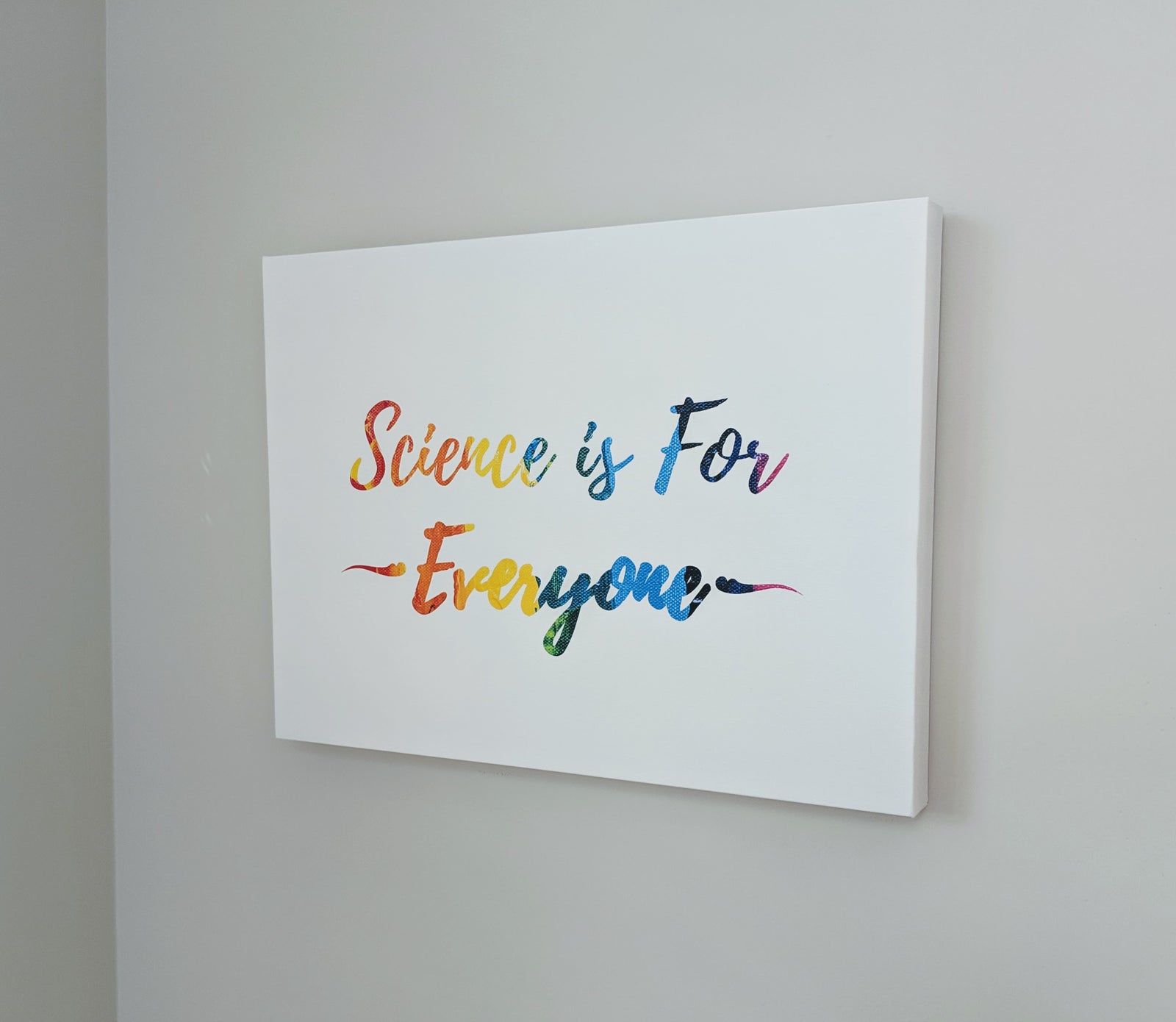 Science is for everyone rainbow canvas wrap print for research scientists, gift for scientists