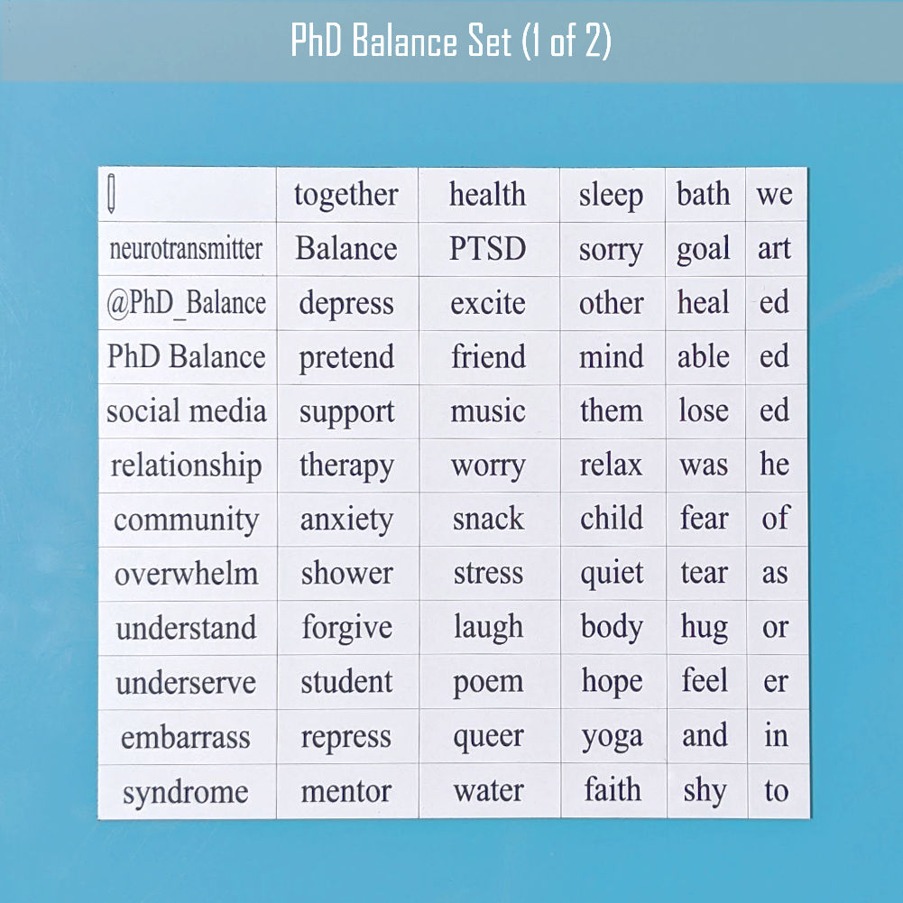 Phd balance word magnet set 1 by Genius Lab Gear, gift for scientists