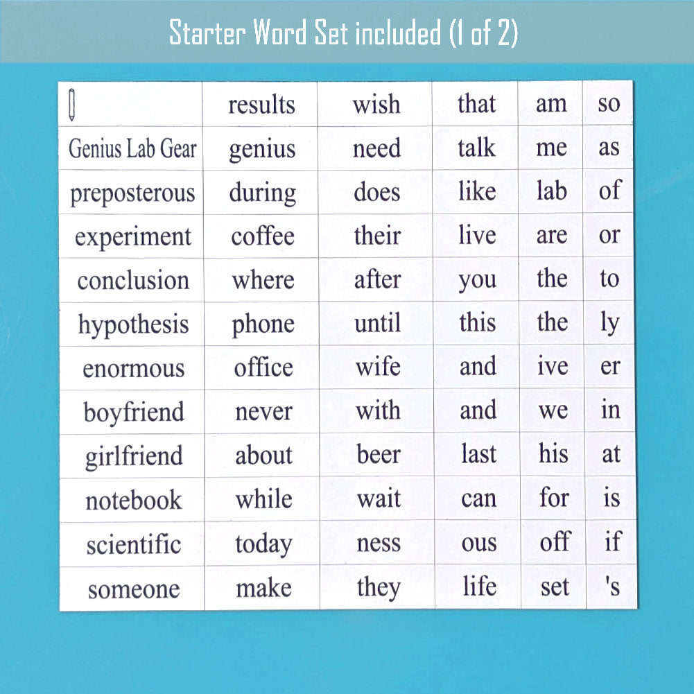 Starter word magnet set 1 by Genius Lab Gear, gift for scientists