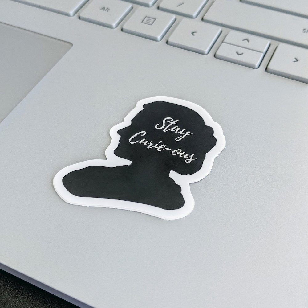 Genius Lab Gear's marie curie sticker, gift for scientists
