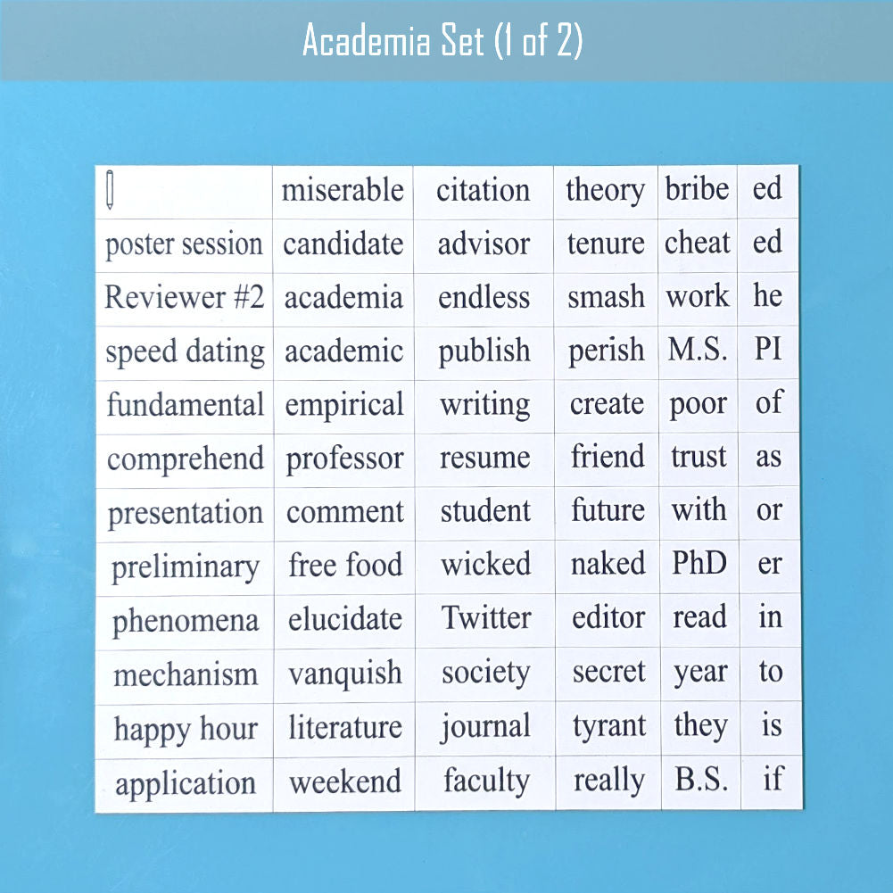 Academia word magnet set 1 by Genius Lab Gear, gift for scientists