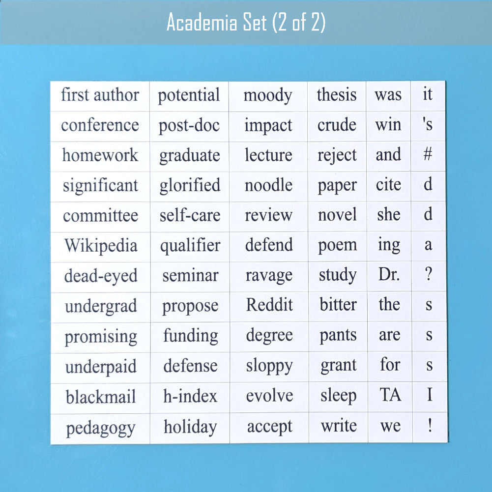 Academia word magnet set 2 by Genius Lab Gear, gift for scientists