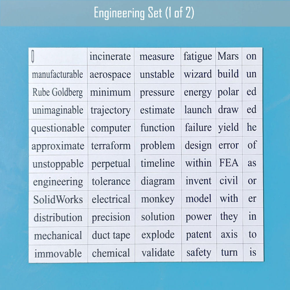 Engineering word magnet set 2 by Genius Lab Gear, gift for scientists