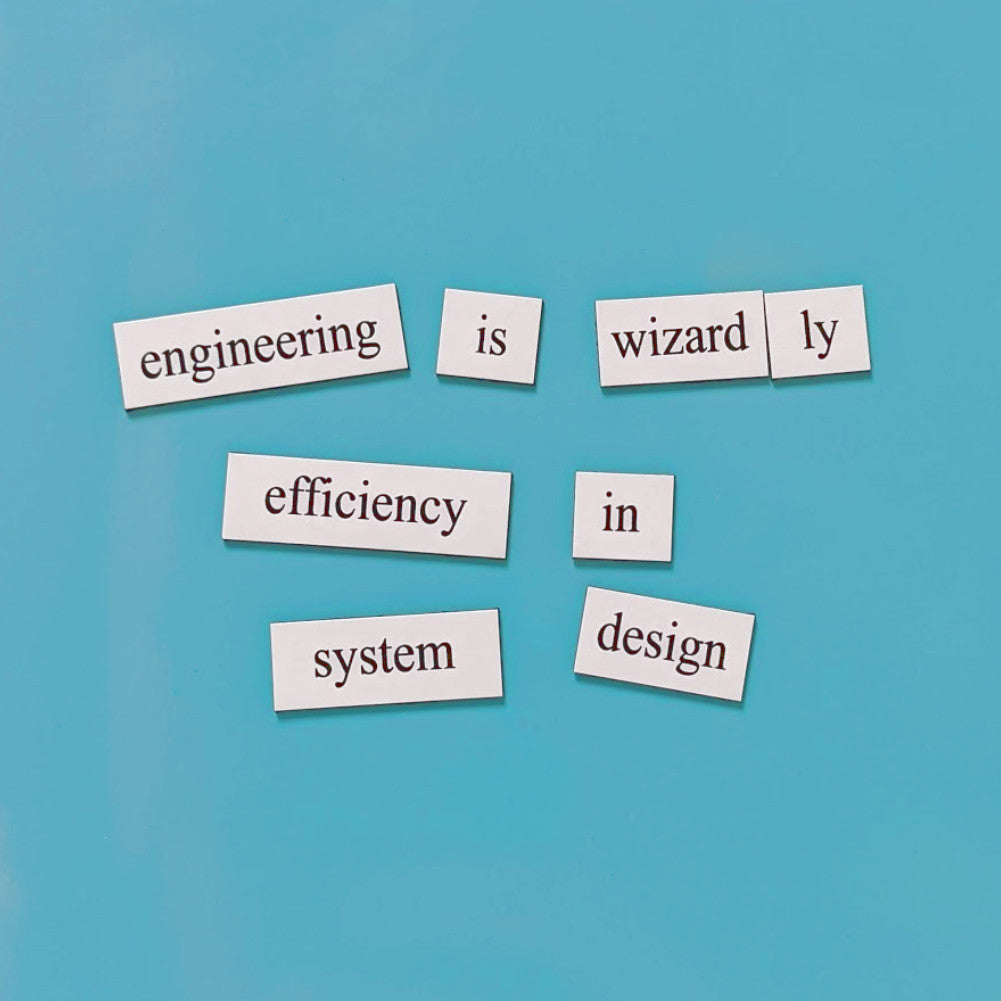 Genius Lab Gear's engineering word magnets gift, gift for scientists