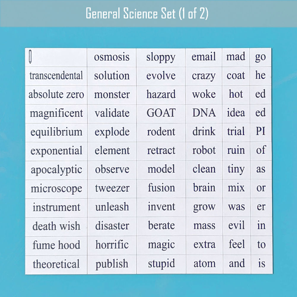 General science word magnet set 1 by Genius Lab Gear, gift for scientists