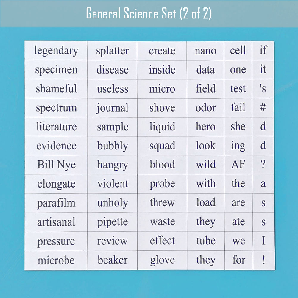 Genius Lab Gear's general science word magnet set 2, gift for scientists
