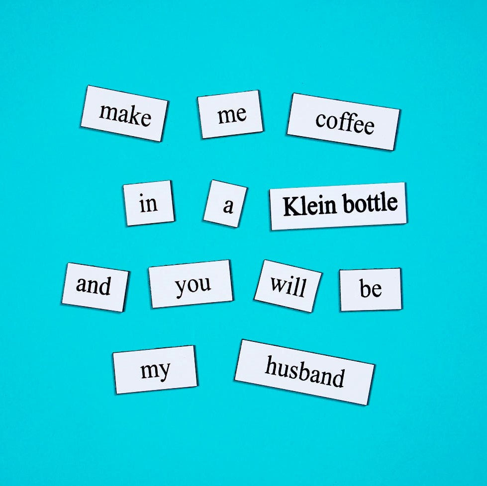 Klein bottle math word magnets, gift for scientists