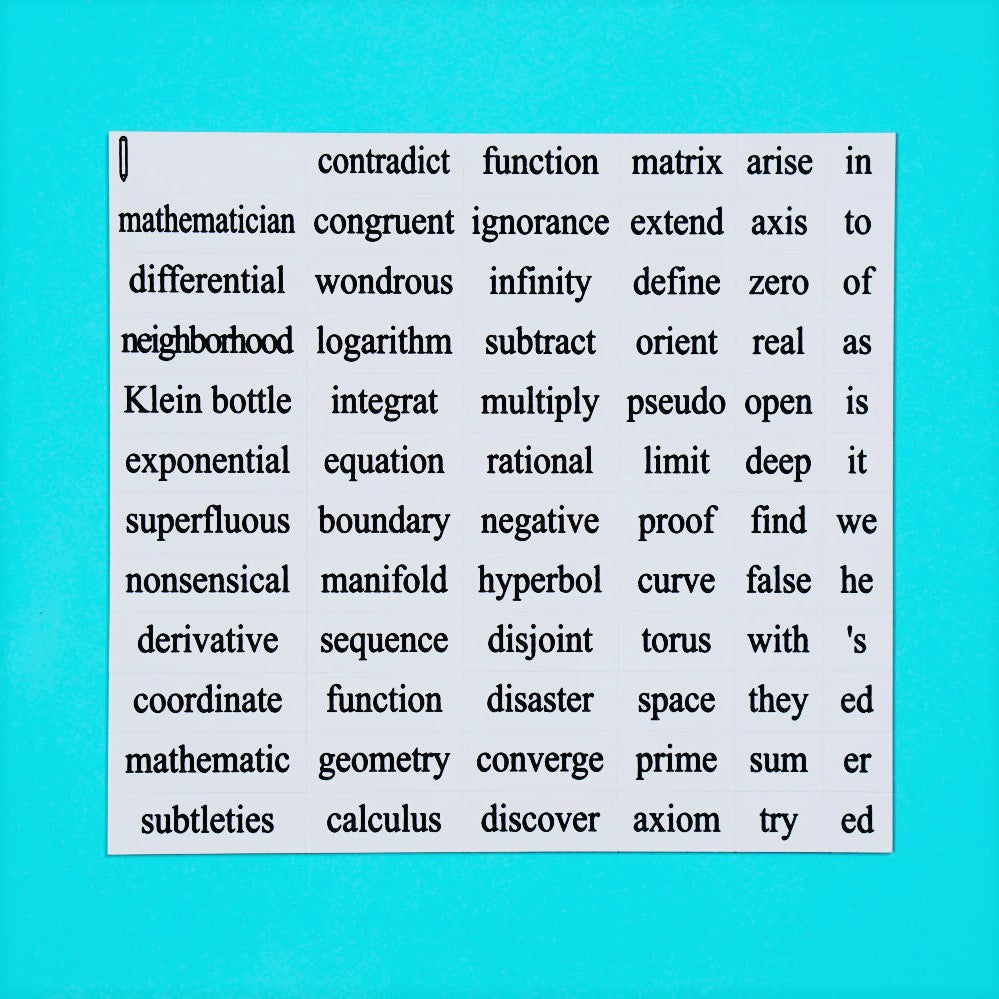 Mathematics word magnet set 1 made by Genius Lab Gear, gift for scientists