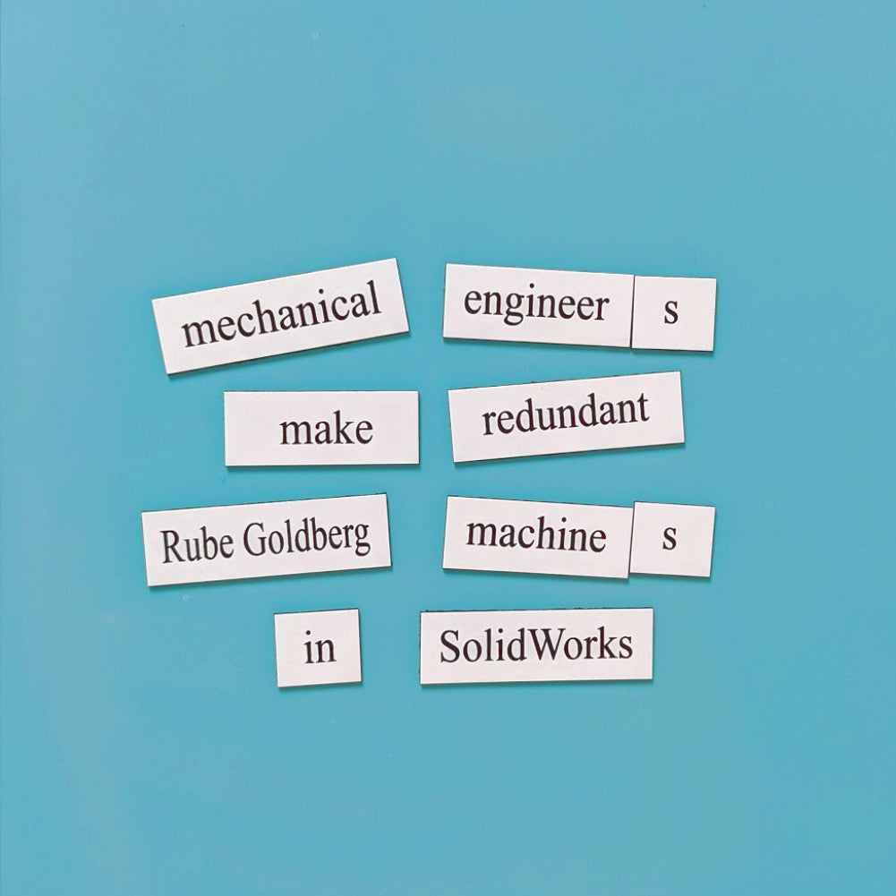 Genius Lab Gear's mechanical engineering word magnets, gift for scientists