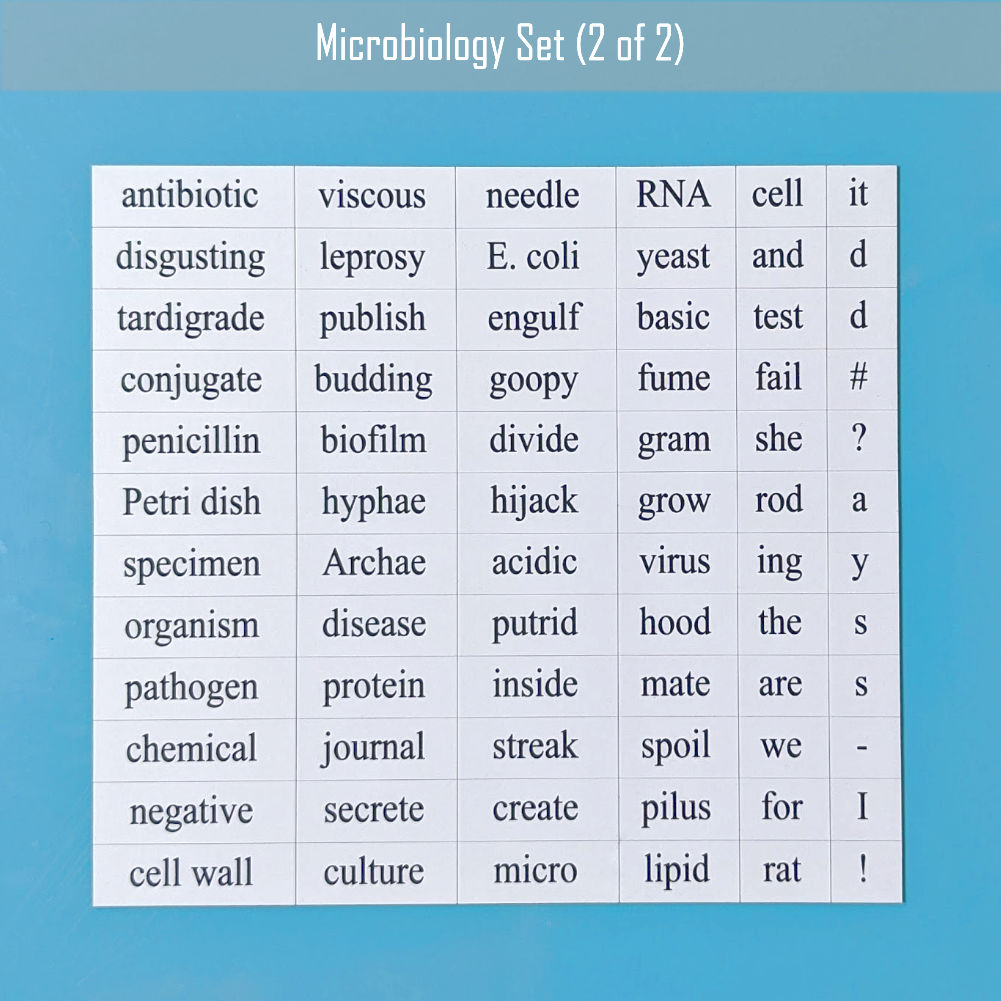 Microbiology word magnet set 2 made by Genius Lab Gear, gift for scientists